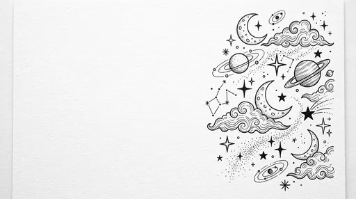Celestial Black Ink Doodle Sketch