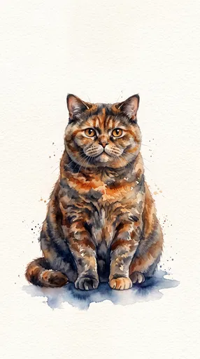 Watercolor Tortoiseshell British Shorthair Cat