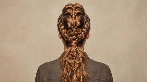 Back View of Complex Braided Hairstyle