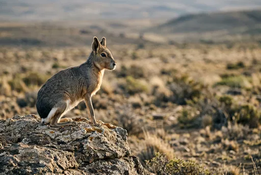 Patagonian Mara Perched on Rock Outcrop