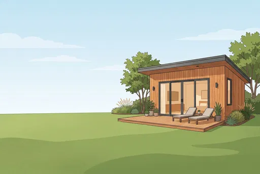 Modern Wooden Backyard Guesthouse Illustration