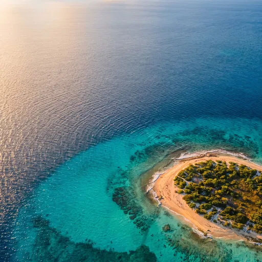 Aerial View of Tropical Island at Golden Hour