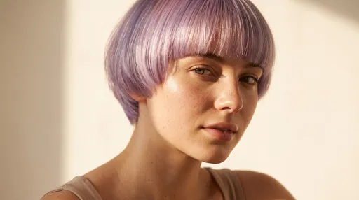Woman With Pastel Lavender Bowl Cut