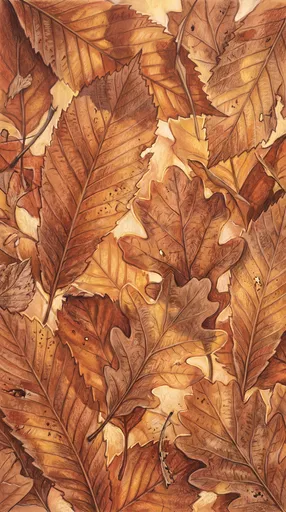 Warm Autumn Leaves Colored Pencil Drawing