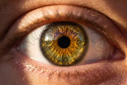 Macro Close-Up of Amber Green Eye