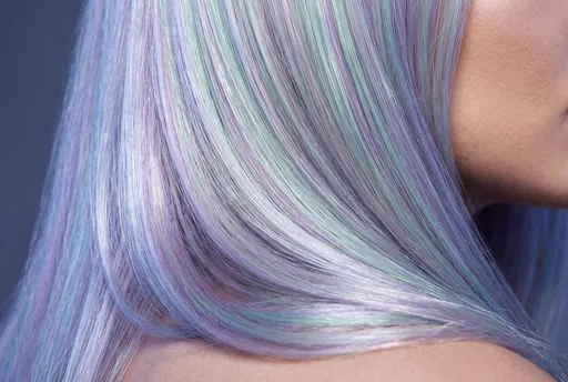 Close-Up of Holographic Pastel Dyed Hair