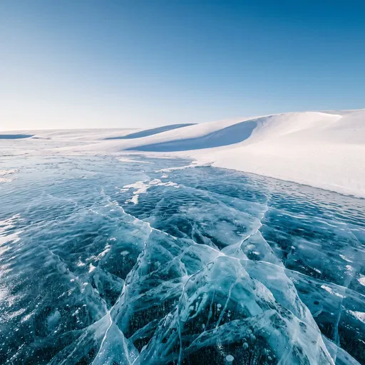 Cracked Blue Ice and Snow Dunes