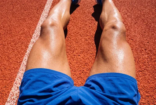 Runner's Muscular Legs on Track POV