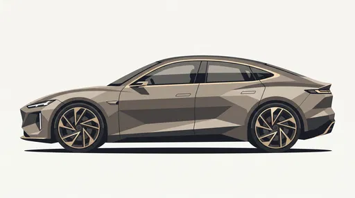 Luxury Matte Taupe Electric Fastback Sedan Profile