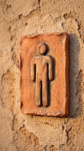 Terracotta Male Restroom Sign on Stucco
