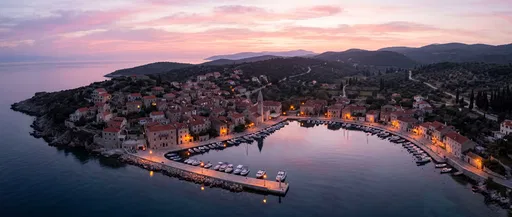 Mediterranean Coastal Village Harbor at Dawn