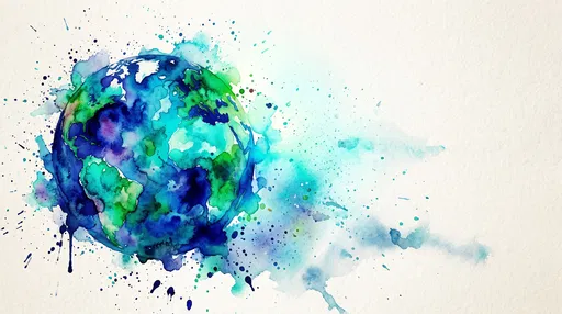 Vibrant Watercolor Earth With Splatter Effect