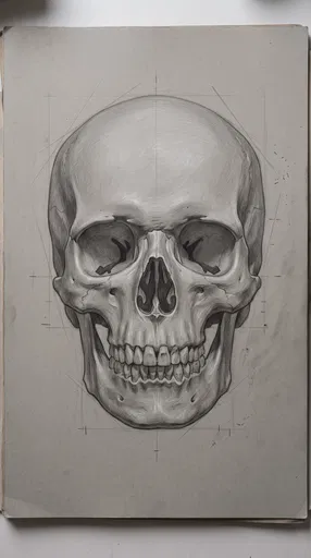 Academic Graphite Drawing of Human Skull