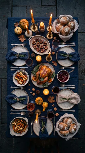 Overhead Thanksgiving Table on Slate Patio