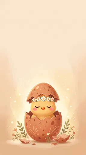 Cute Hatching Chick With Daisy Crown