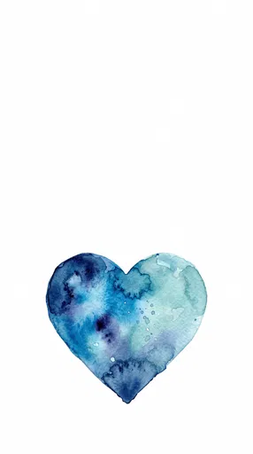 Blue Watercolor Heart on White