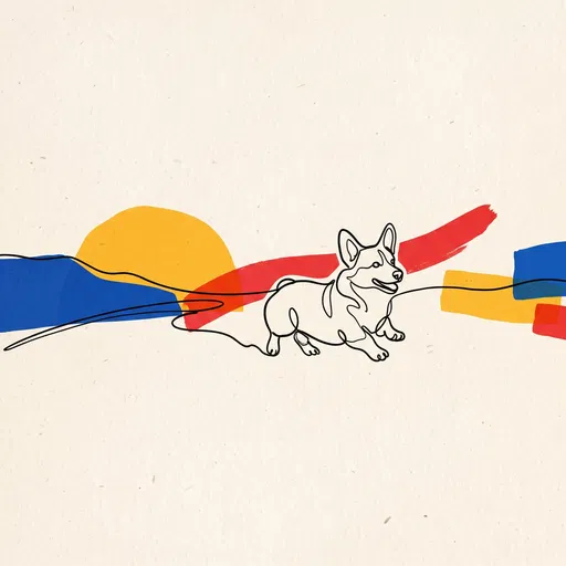 Minimalist Line Art Corgi Illustration