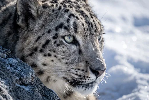 Close-Up Portrait of a Snow Leopard