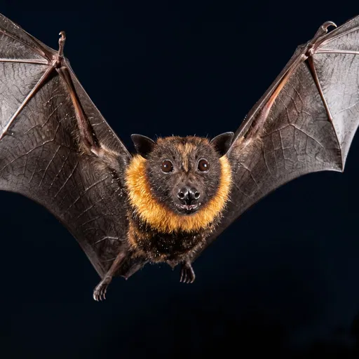 Close-Up Portrait of Flying Fox Mid-Flight