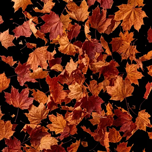 Falling Autumn Maple Leaves on Black