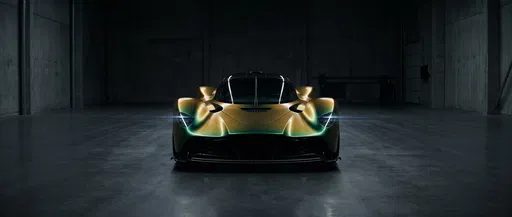 Gold and Emerald Hypercar in Concrete Studio