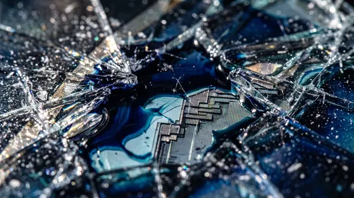 Macro Close-Up of Shattered LCD Screen