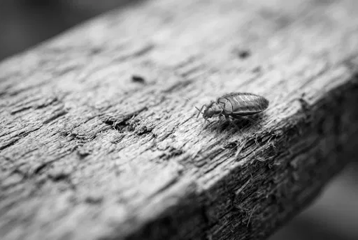 Black and White Bed Bug on Wood