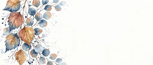 Watercolor Autumn Leaves Banner with Copy Space