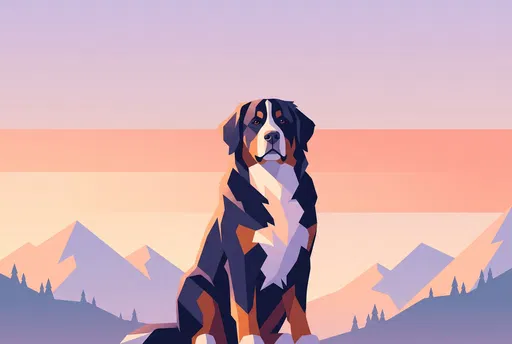 Geometric Bernese Mountain Dog Alpine Illustration