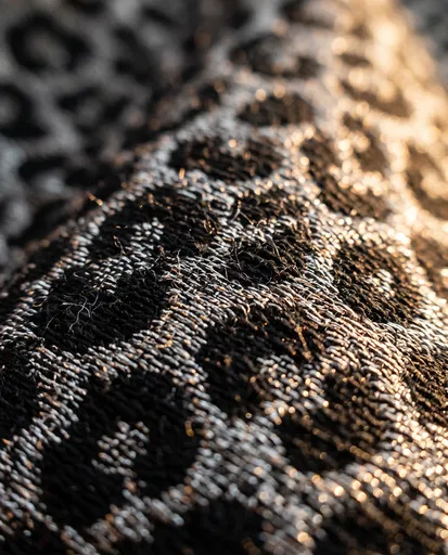 Macro Black and Silver Jacquard Fabric