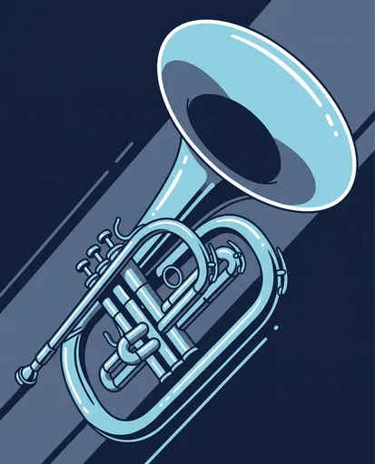 Blue Line Art Marching Mellophone Graphic