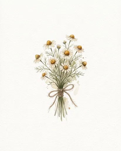 Watercolor Wild Chamomile Bouquet Illustration