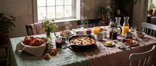 Cozy Rustic Brunch Table Spread