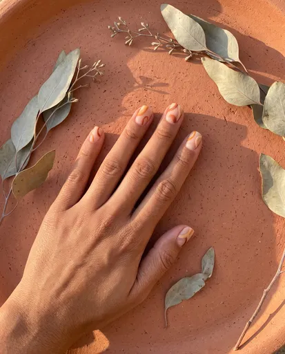 Minimalist Terracotta Nail Art Flat Lay