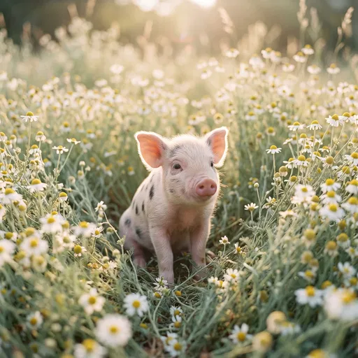 Spotted Piglet in Chamomile Meadow