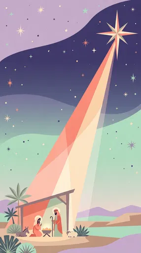 Mid-Century Modern Christmas Nativity Illustration