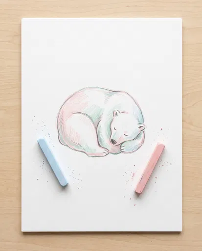 Pastel Sketch of Sleeping Polar Bear