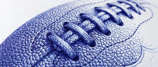 Blue Ink Drawing of Football Laces