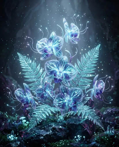 Bioluminescent Crystal Orchids and Translucent Ferns