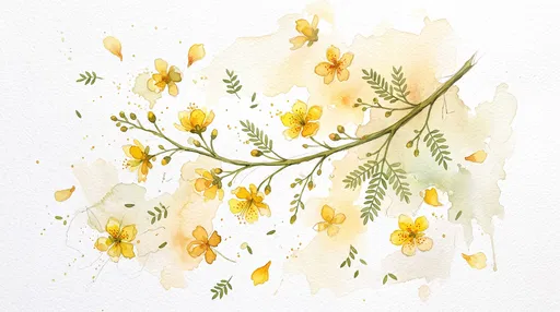 Watercolor Palo Verde Branch and Blossoms