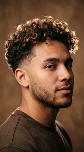 Man With Curly Low Taper Fade