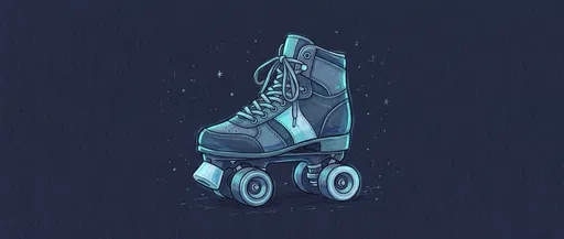 Cyan Retro Quad Roller Skate Illustration