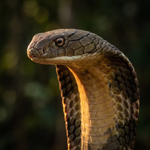 King Cobra Portrait in Golden Light