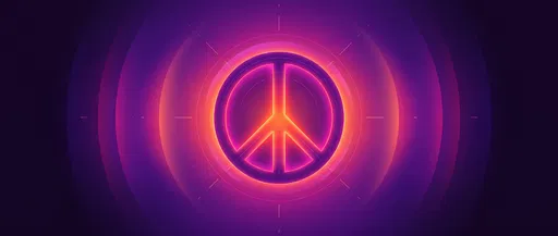 Glowing Neon Peace Symbol Abstract Banner