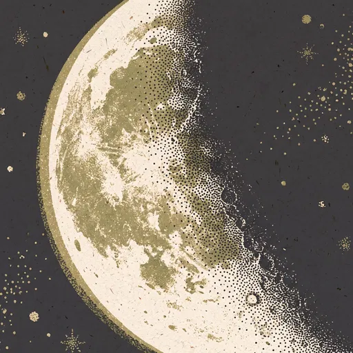 Risograph Style Crescent Moon Illustration