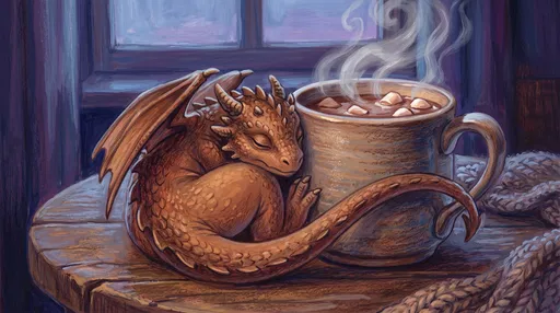 Sleeping Baby Dragon With Hot Cocoa Mug