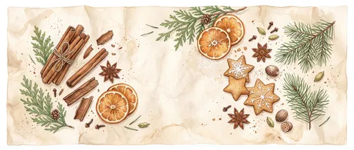 Watercolor Christmas Baking Ingredients Flat Lay