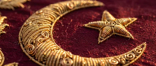 Gold Embroidered Crescent and Star Macro