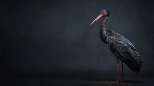 Black Stork Studio Portrait on Dark Background