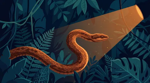 Brown Snake in Nocturnal Forest